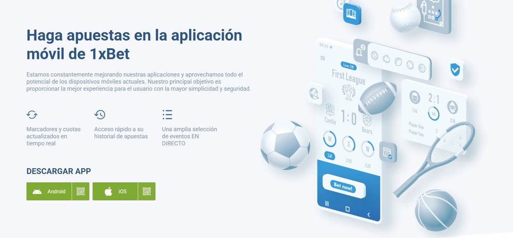 Banner sobre la descarga de la aplicación 1xbet